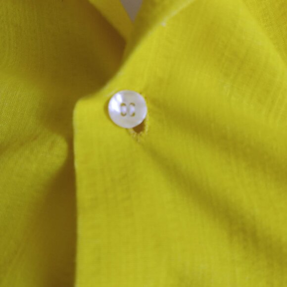 1Of1 Women's XS Vintage Yellow Button-Up Blouse Fold-Over 3/4 Sleeves Handmade - Picture 9 of 9
